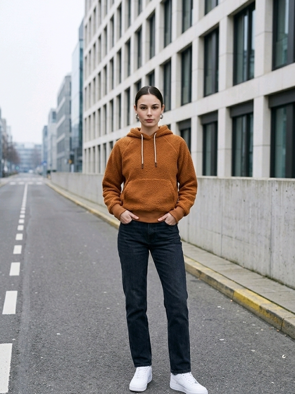 Athleta Textured Sherpa Hoodie in Burnt Orange And Burgandy